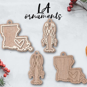 LOUISIANA crawfish ornament laser file INSTANT download svg dxf Ai glowforge k40 thunder rustic wood ornament keychain christmas decor