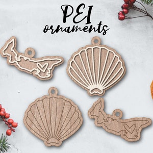 Ornamento a conchiglia dell'Isola del Principe Edoardo, download istantaneo file laser in formato svg dxf Ai glowforge k40 thunder portachiavi in legno rustico natalizio