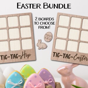 Oeuf de lapin de Pâques Tic Tac Toe jeu de table laser fichier téléchargement immédiat svg dxf Ai - Glowforge k40 Thunder - jeux en bois - découpe laser