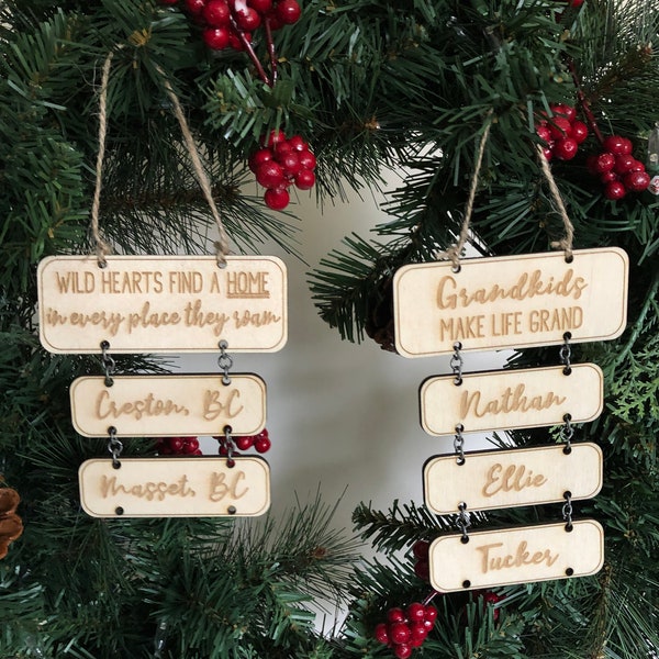 Mini Sign Ornament LASER CUT FILE - svg eps pdf - instant download - grandparent gift - christmas ornament - glowforge - k40 - beamo