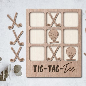 Juego de mesa de café Tic Tac Toe con láser de golf - DESCARGA INSTANTÁNEA - SVG, DXF, AI - Glowforge K40 Thunder - Juegos de madera - Cortador láser