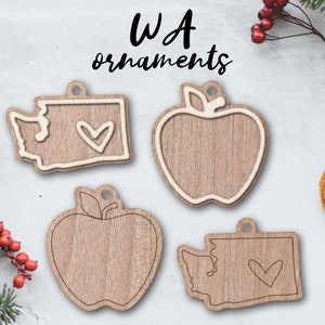 WASHINGTON ornament laser file - INSTANT download - svg dxf Ai - glowforge k40 thunder - rustic wood ornament keychain - christmas decor