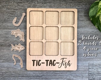 Fishing Tic Tac Toe coffee table game INSTANT DOWNLOAD svg pdf Ai glowforge k40 thunder sports gift customizable father's day dad tuna bass