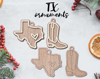 TEXAS ornament laser cut file - INSTANT download - svg dxf Ai - glowforge k40 thunder - rustic wooden ornament keychain - christmas decor