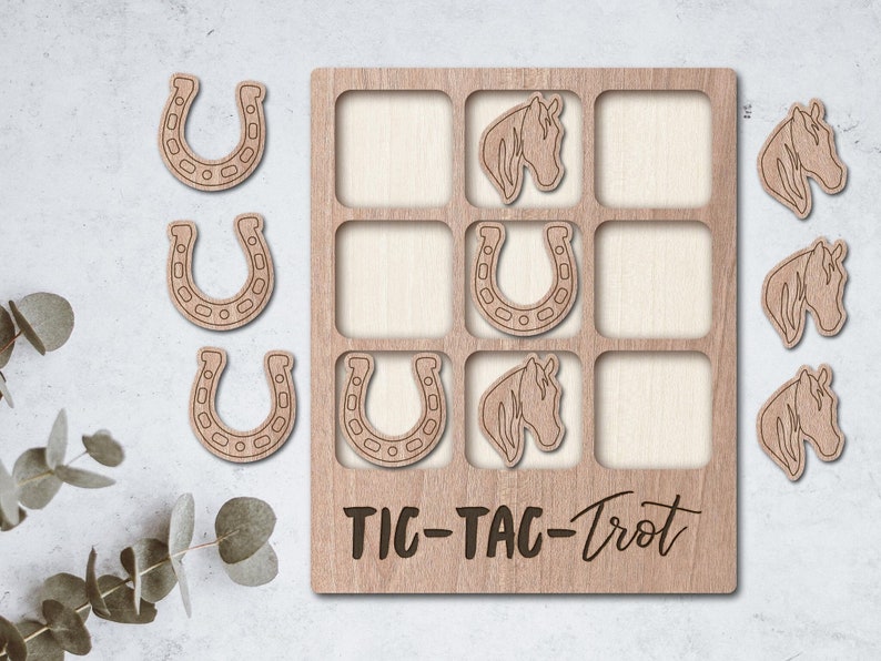 Horse Horseshoe Laser File Tic Tac Toe Table Game INSTANT Etsy