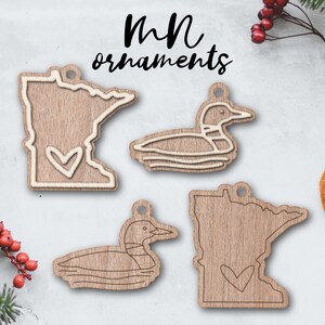MINNESOTA Ornament Laser-Datei - SOFORTIGER Download - svg dxf Ai - Glowforge k40 Donner - rustikale Holz Ornament Schlüsselanhänger - Weihnachtsdeko