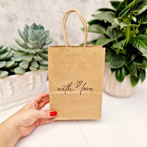Avec pochette cadeau Love-Party. Moyen, petit sac cadeau en papier kraft. Anniversaire, EVJF, Shower de bébé, Mariage Saint-Valentin, Anniversaire d'un évènement