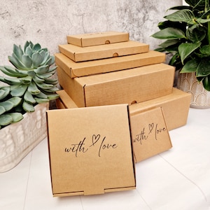 With Love-Leere Geschenkbox mit Herz. Mini kleine mittlere Karton Porto Box Perfekt für Valentinstag Jahrestag, Hochzeit, Babyparty