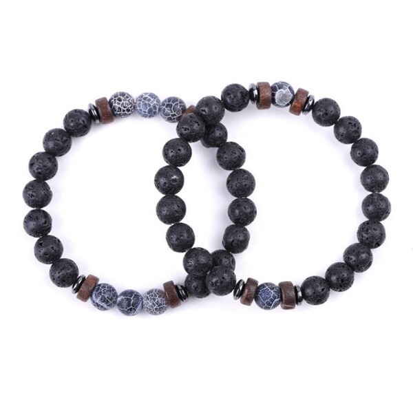 Natural black lava volcanic stone bracelets for men. Yoga bead bracelet, meditation bracelet, healing bracelet. Eco friendly gift for him