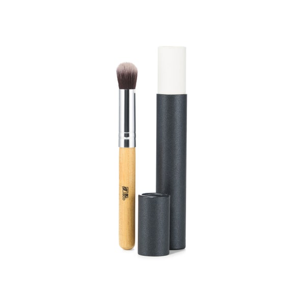 Bamboo makeup brush with storage tube. Vegan eyeshadow blending brush with cardboard travel case. Zero waste makeup. Eco gift for her.