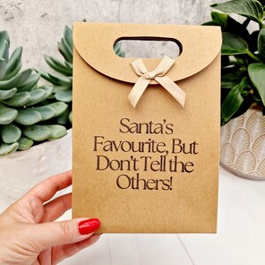 Sac cadeau amusant pour une fête de Noël - Élégant sac en papier écologique estampé à la main avec ruban | Sac secret père Noël, bureau, adultes et enfants pour les fêtes