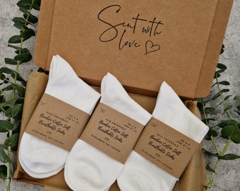 Bamboo Cotton Socks Gift Set For Women and Teenage Girls. Pack of 3 White, Black or Grey. Non-binding Fabric. Natural Eco Friendly Practical