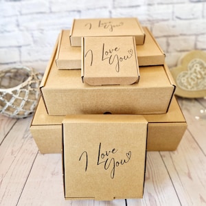 Je t'aime - Boîte cadeau vide. Mini, petite ou moyenne boîte postale en carton. Parfait pour la fête des mères, la fête des pères, la Saint-Valentin, un anniversaire