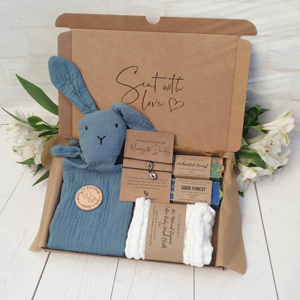 New Parents And Baby Gift Box. Baby Shower Eco Friendly Gift Set. All Natural, Sustainable, Zero Waste, Cute, Funny Gift For New Mum & Dad
