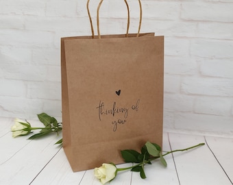 Thinking of You Party Gift Bag. Small medium Kraft Eco Friendly