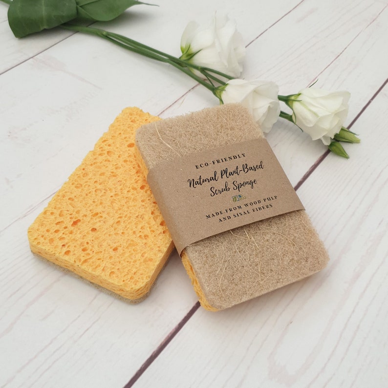 Natural Eco Friendly Plant Based Scrub Sponge. Non-Scratch, Multipurpose Compostable/Biodegradable Zero Waste Scourer for Kitchen & Bathroom image 4