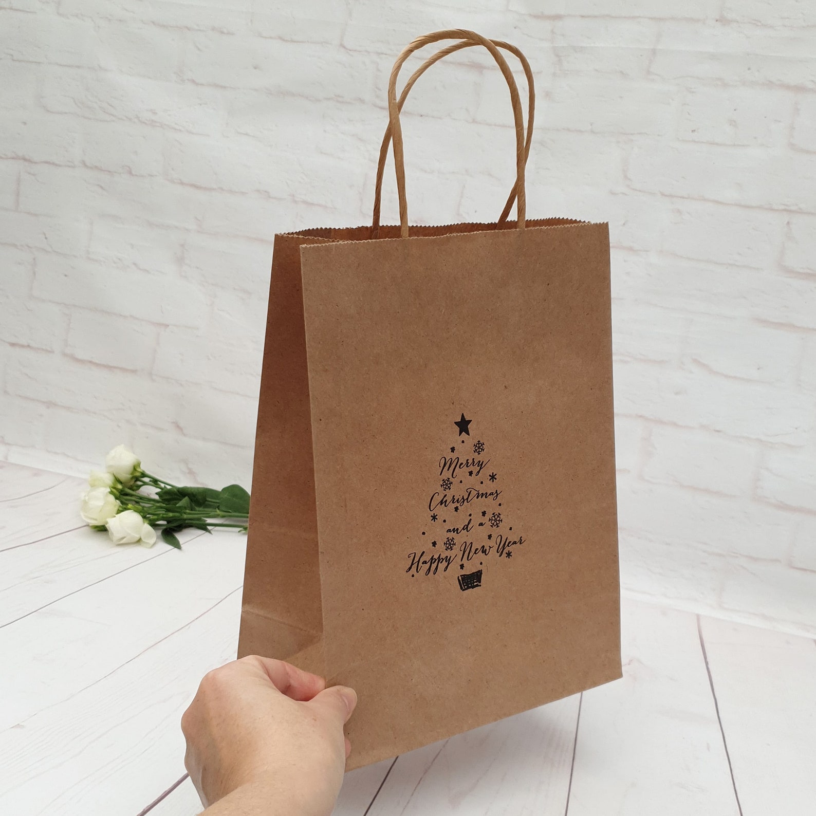 Merry Christmas Party Bags Small & Medium Kraft Brown - Etsy UK