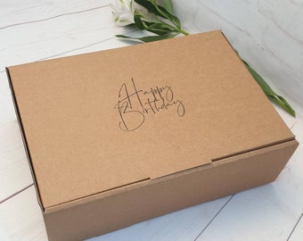 Happy Birthday Empty Gift Box. 13"x 8.7"x 4". Eco Friendly, Strong, Thick Mail Cardboard Box. Sturdy, High Quality, Recyclable Postal Box