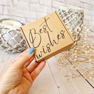 Best Wishes-Hand Stamped Mini Kraft Empty Gift Box. Birthday, Wedding, Anniversary, Baby Shower, Teachers, Appreciation, Favour Small Box