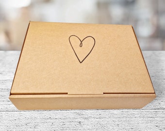 Empty Gift Box With Heart Mini Small Medium Cardboard Postage Box  