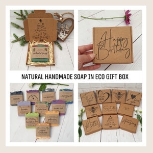 Handmade Natural UK Soap - Cold Process, Vegan, Palm Oil Free, Plastic Free, Zero Waste Gift Ideas. Eco Friendly Gift Box. Letterbox Gift