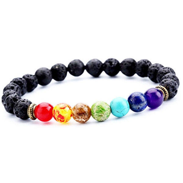 7 Chakra Healing Bracelet With Volcanic Lava Beads for Men, Women, Teens. Mala Bracelet. Meditation, Protection, Energy, Healing Bracelet