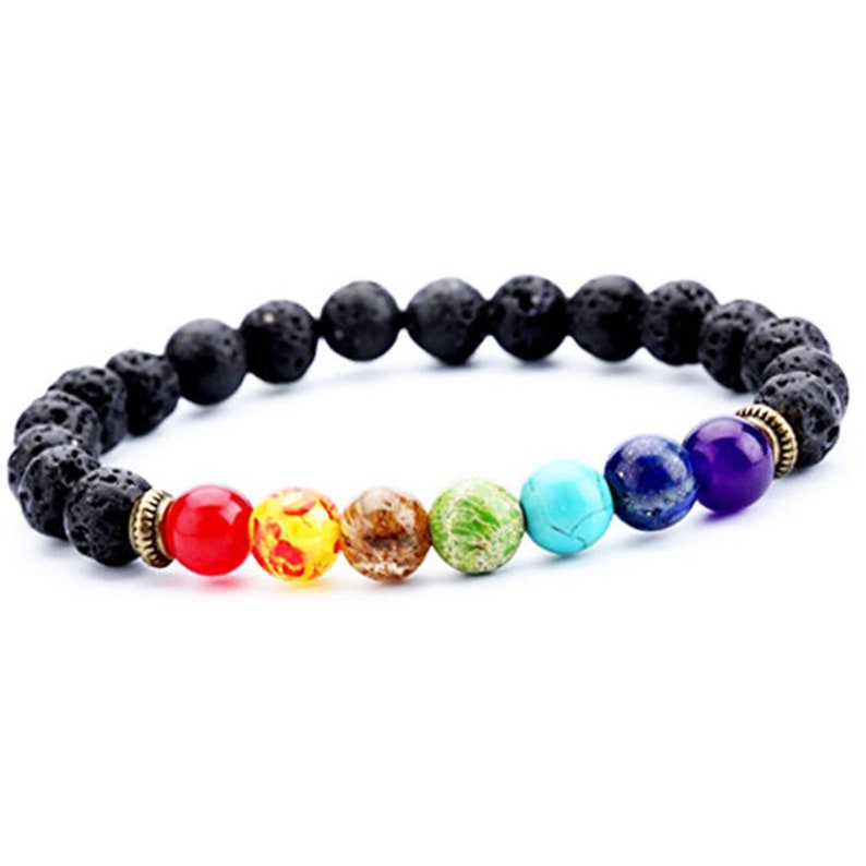 Pulsera de Cristal de 7 Chakras con Difusores de Piedra de Lava. Unisex, Pulsera Espiritual, Regalo de Atención Plena. Regalo ecológico de cuidado personal de yoga para ella y para él imagen 3