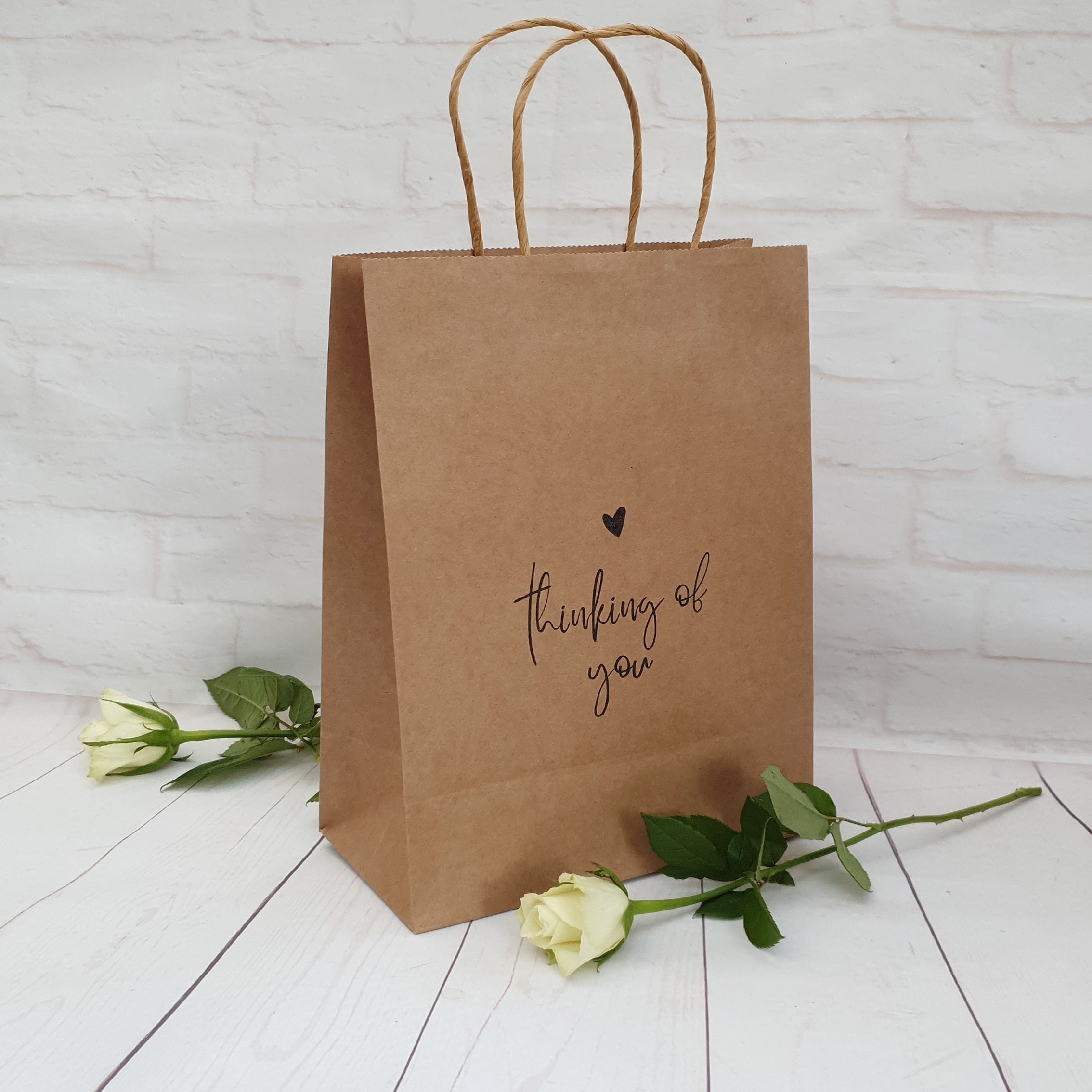Thinking of You Party Gift Bag. Small medium Kraft Eco Friendly Brown Paper Bag. Birthday Valentines Day Miss You Sympathy Sending a Hug Etsy UK