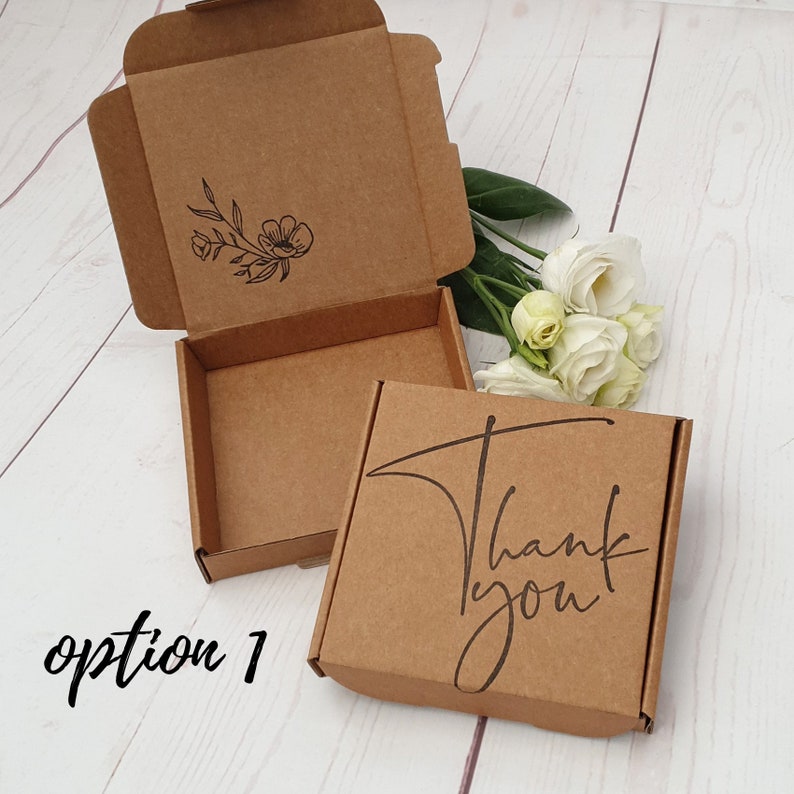 Thank You Hand Stamped Kraft Empty Gift Box. Eco Friendly Etsy