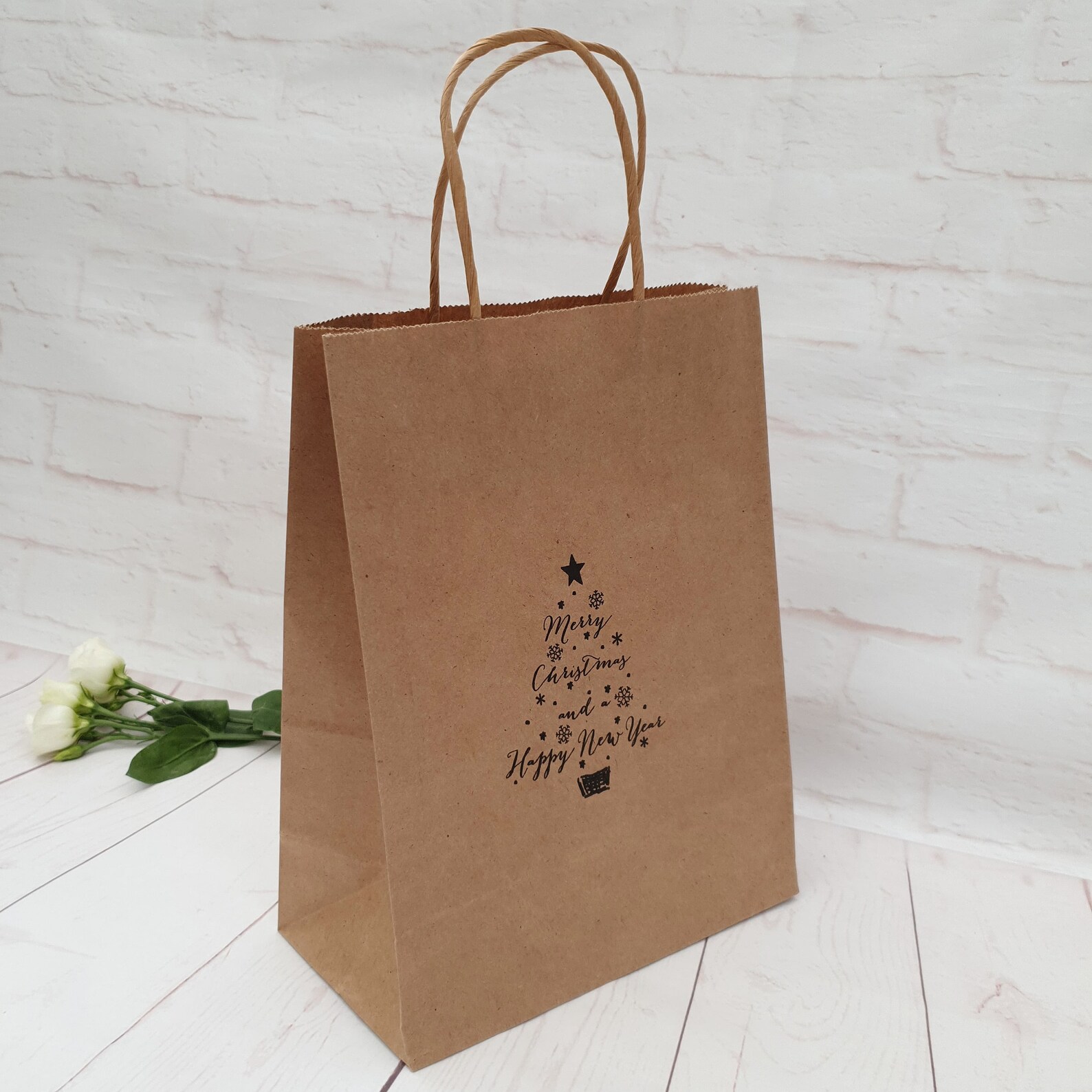 Merry Christmas Party Bags Small & Medium Kraft Brown - Etsy UK