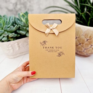 Thank You For Sharing Our Special Day- Wedding Favours Bag. Elegant Small and Medium Size Hand-Stamped Bag With Ribbon and Velcro Closure