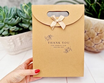 Thank You For Sharing Our Special Day- Wedding Favours Bag. Elegant Small and Medium Size Hand-Stamped Bag With Ribbon and Velcro Closure