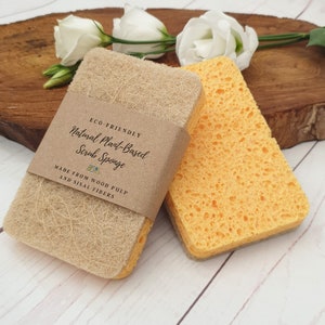 Natural Eco Friendly Plant Based Scrub Sponge. Non-Scratch, Multipurpose Compostable/Biodegradable Zero Waste Scourer for Kitchen & Bathroom. zero waste bathroom. eco dish sponge	eco kitchen sponge. cleaning scourer	dish sponge	multipurpose sponge