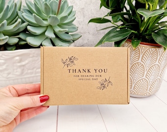 Thank You For Sharing Our Special Day, Empty Kraft Gift Box 6.3"x 4.3" x 0.8"  Royal Mail PIP C6/A6 Eco Packaging. Wedding Favour Box