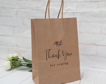 Thank You For Coming Party Favors Bag. Small Kraft Eco Friendly Brown Paper Bag. Birthday, Hotel, Hen Party, Welcome Bags for Wedding Guests