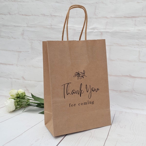 Thank You For Coming Party Favors Bag. Small Kraft Eco Friendly Brown Paper Bag. Birthday, Hotel, Hen Party, Welcome Bags for Wedding Guests
