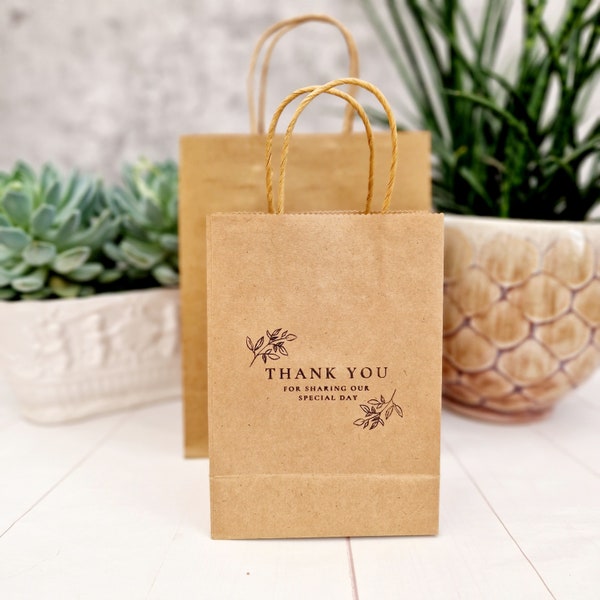 Thank You For Sharing Our Special Day - Small or Medium Strong Kraft Paper Gift Bag. Wedding Favours, Anniversary, Engagements and Events