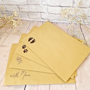 Enveloppes extensibles C4/A4 | Sacs postaux en papier kraft ultra-résistant | Emballage unique estampé à la main, décoratif et respectueux de l'environnement