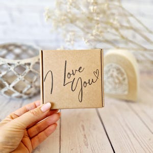 I Love You- Mini Empty Kraft Gift Box. Royal Mail Large Letter Brown Cardboard. Perfect for Mother's Day, Valentine's, and Anniversary