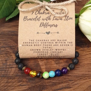 Pulsera de Cristal de 7 Chakras con Difusores de Piedra de Lava. Unisex, Pulsera Espiritual, Regalo de Atención Plena. Regalo ecológico de cuidado personal de yoga para ella y para él imagen 1