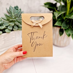 Thank You Kraft Favour Bag. Birthday, Wedding, Baby Shower, Bridal Shower, Teachers Gifts, Appreciation Gift. Ribbon Tie Bag. Eco Packaging