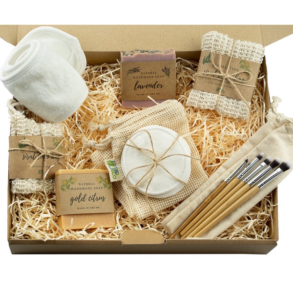 Self care gift box. Luxury eco friendly gift box. Sustainable hamper box for her. Hug in a Box, Thinking of You Gift. Zero Waste makeup kit