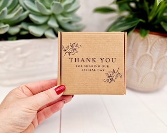 Thank You For Sharing Our Special Day, Small Empty Kraft Gift Box. 4"x4"x 0.8" Royal Mail Mini PIP C7/A7 Eco Packaging Ideal for Small Items