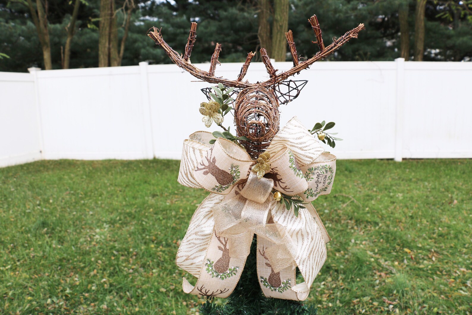 Christmas Tree Topper Rustic Tree Topper Reindeer Tree Etsy