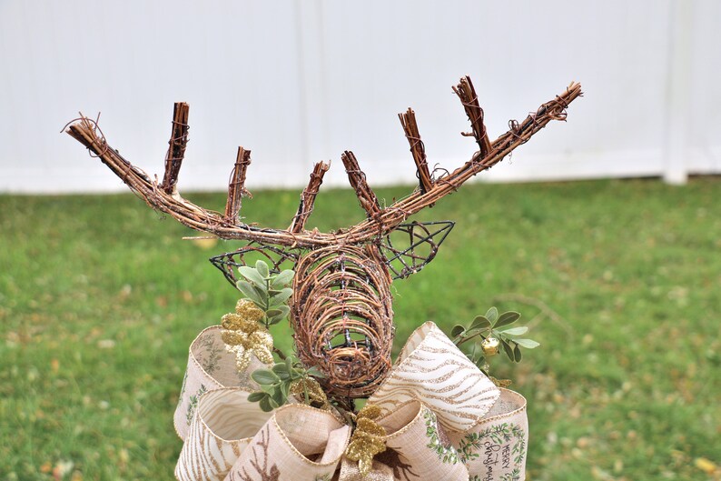 Christmas Tree Topper Rustic Tree Topper Reindeer Tree Etsy