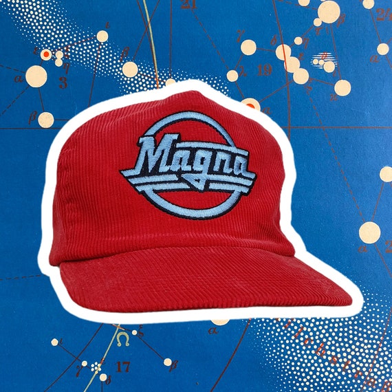 Vintage cord Snapback hat, Magna cigarettes 80s Ca