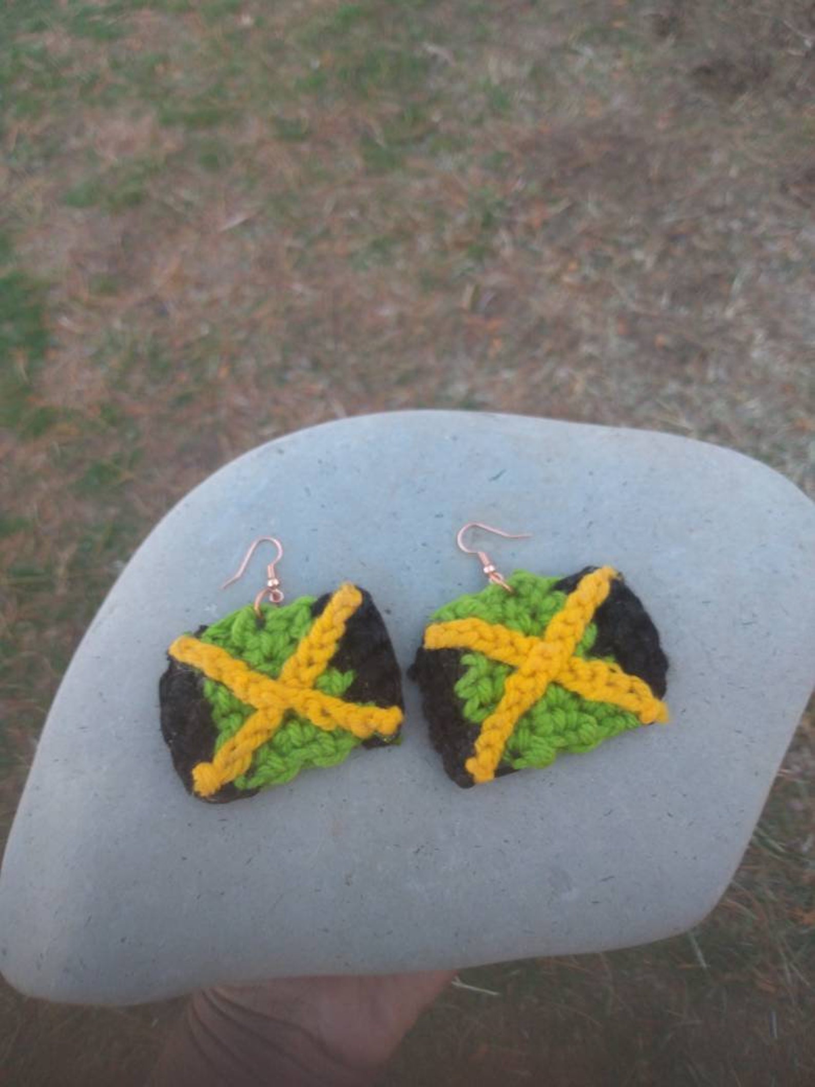 Jamaican crochet flag light weight medium size earrings with Etsy