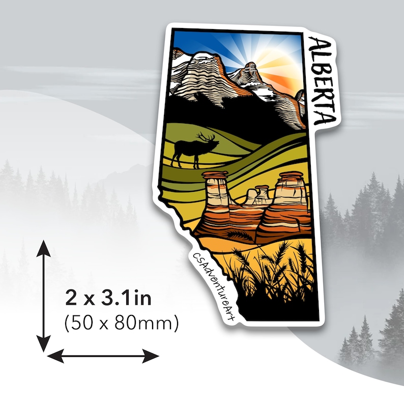 Die-cut vinyl sticker sized 2 x 3.1 in