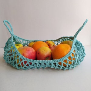 Pocket Crochet Fruit Hammock | Hanging Produce Basket | Handmade Mesh Storage Net | Kitchen Organizer | Made in Ukraine