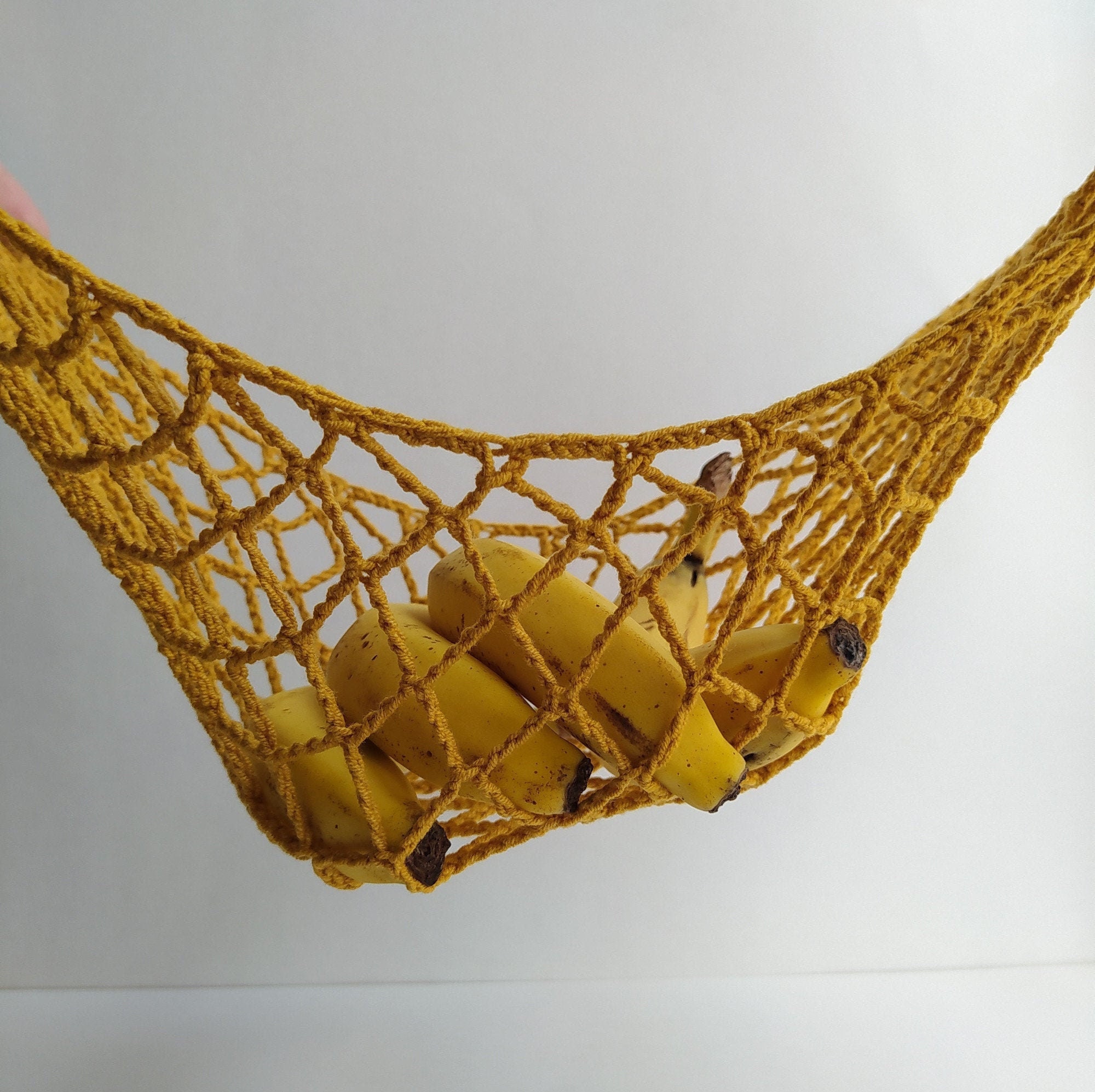 Obst Hängematte unter Schrank mit Holzstäbe häkeln weiche Ecke | Etsy